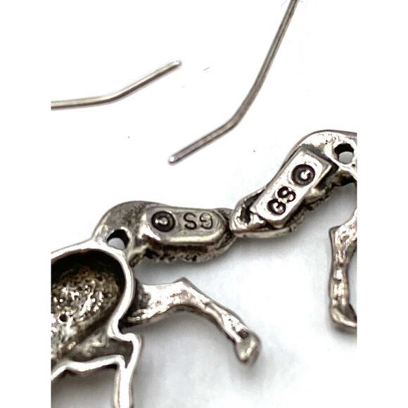 925 GS Sterling Silver Horses Earrings Drops Dangles Large - Picture 4 of 12
